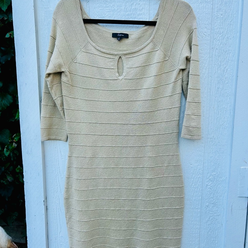 Elegant Gold Thread  Knit Dress